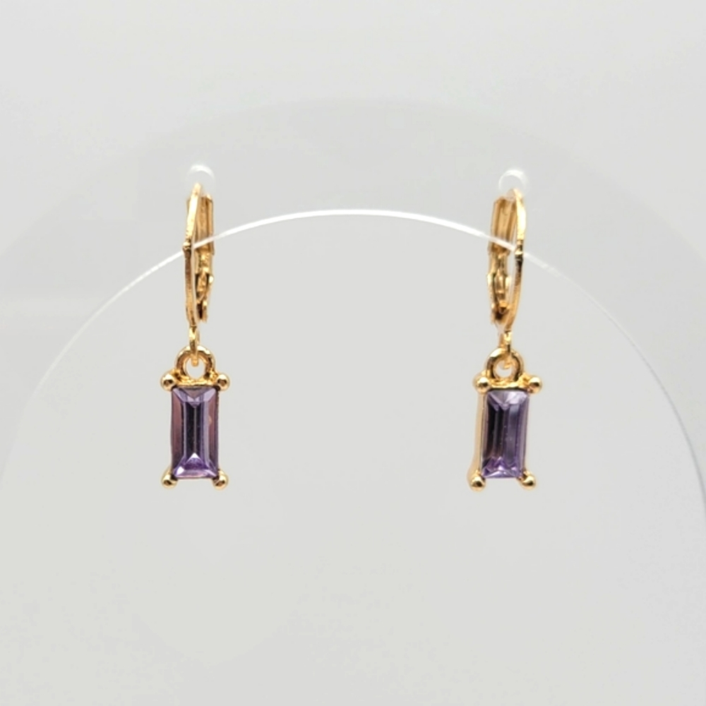 Lilac Gemstone Drop Huggie Earrings